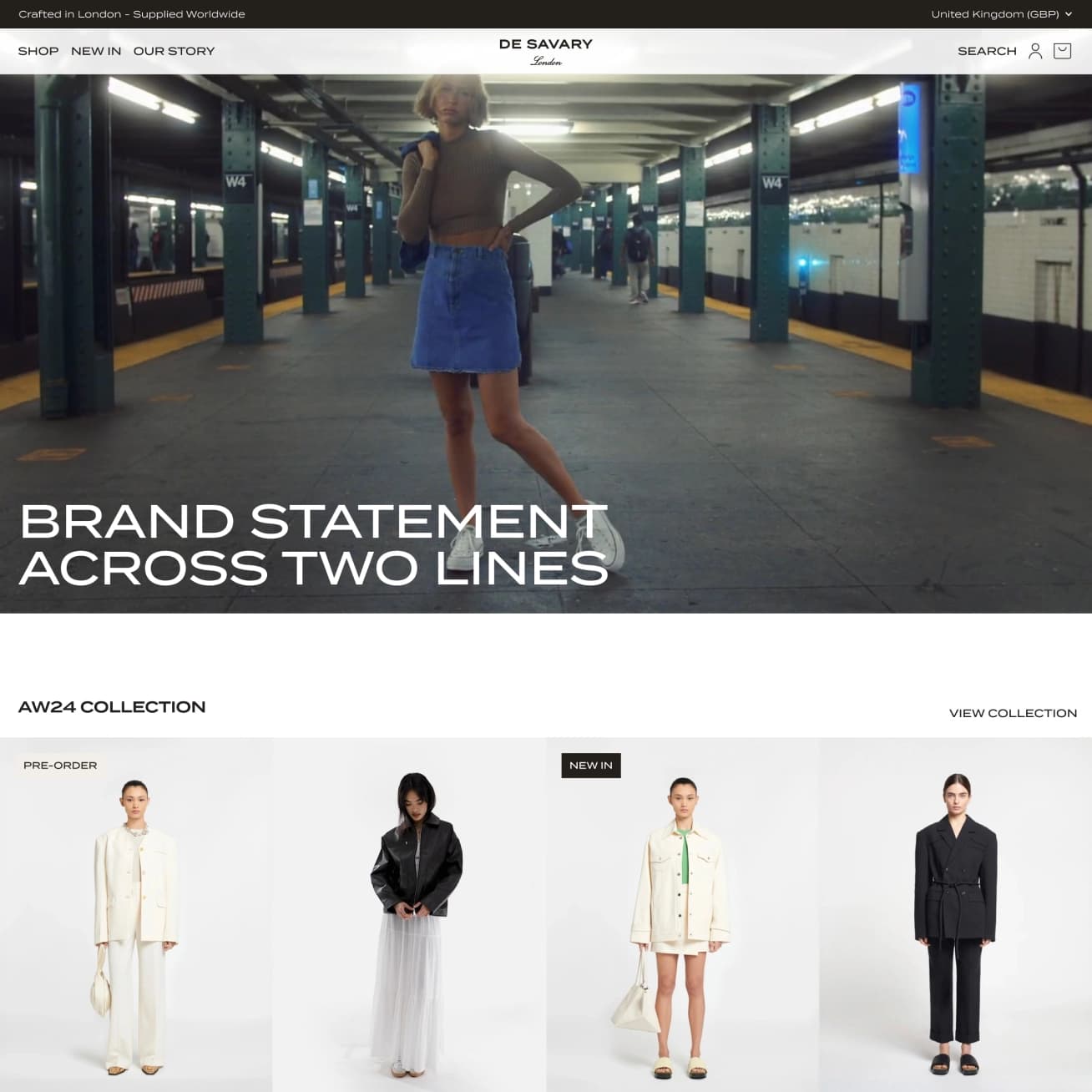 De Savary London ecommerce website